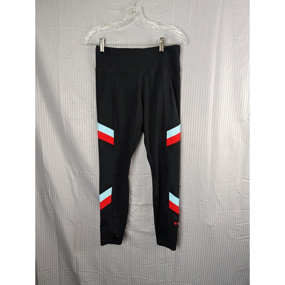 Nike Womens Medium Black Colorblock Chevron High Rise Athletic‎ Leggings